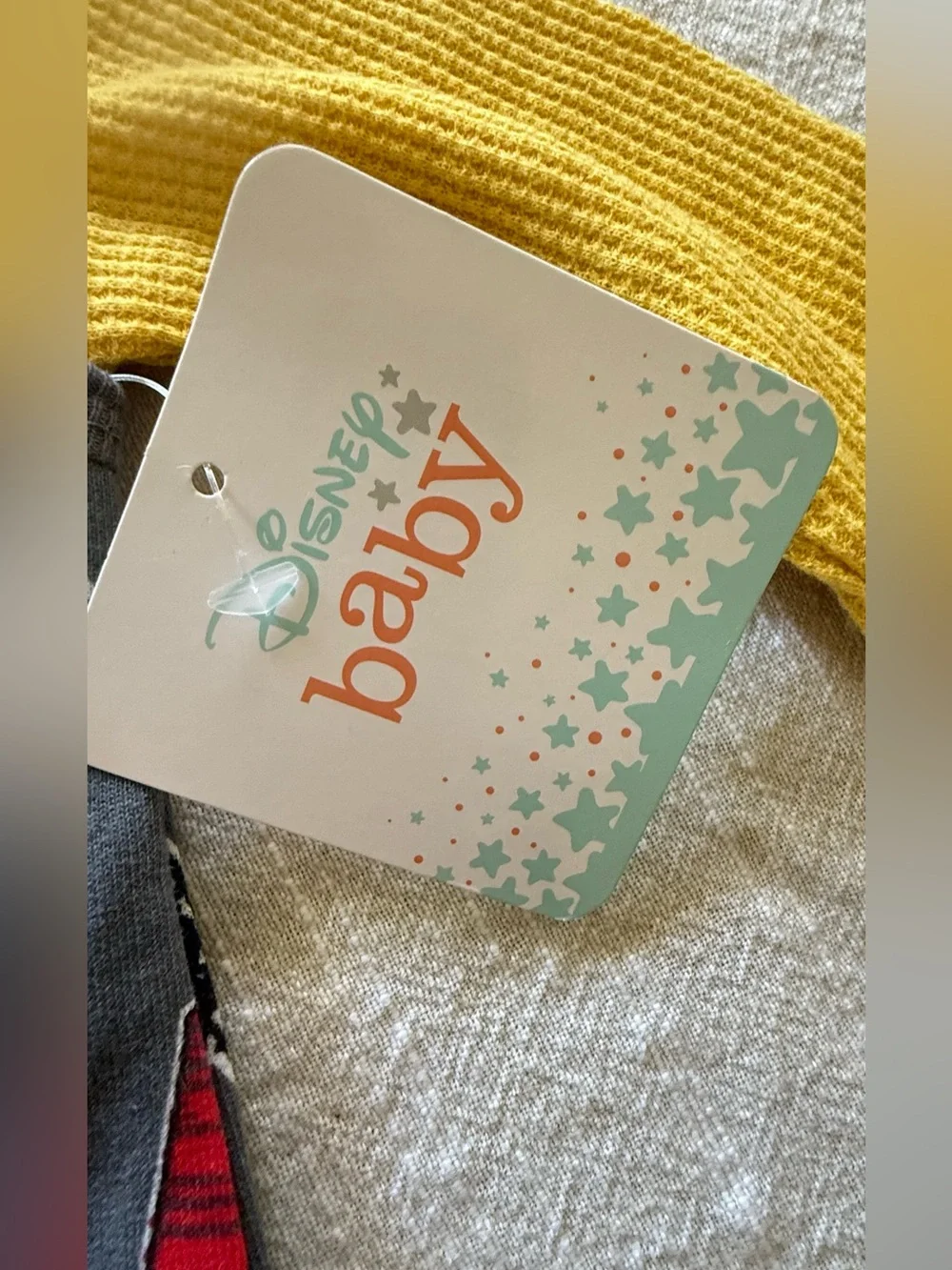 Disney Baby Gray Romper with Yellow Trim and Multi-Character Prints
